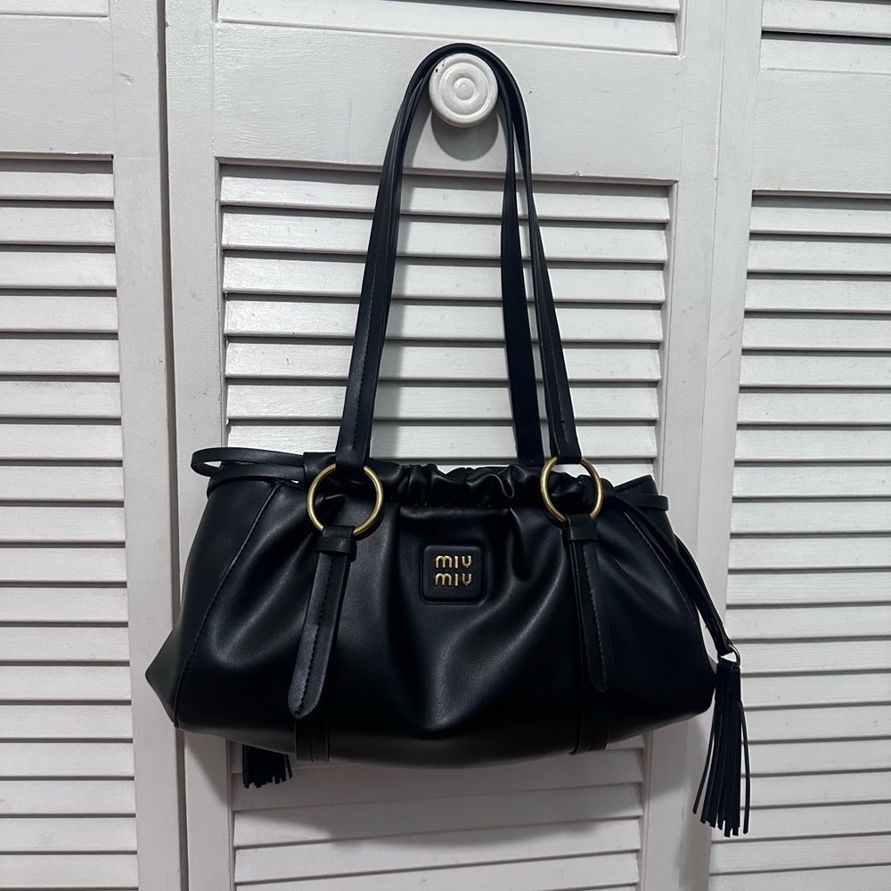 Miu Black Shoulder Bag with Tassel - Picture 1 of 8